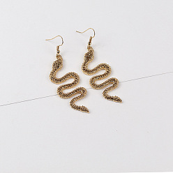 Топаз Болтаться серьги сплава горный хрусталь, змея, золотые, топаз, 70x21 мм