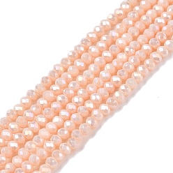 Античный Белый Стеклянные бусины с гальваническим покрытием , непрозрачный сплошной цвет, с покрытием AB цвета, граненые, рондель, старинный белый, 2.3~2.7x2 мм, отверстие : 0.4 мм, около 135~140 шт / нитка, 26~27 см