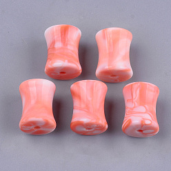 Orangerosa Acryl-Perlen, Nachahmung Edelstein-Stil, Ton zwei, Bambus-Joint, Orangerosa, 13.5x10.5 mm, Bohrung: 1.8 mm, ca. 445 Stk. / 500 g