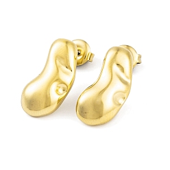Real 14K Gold Plated Ion Plating(IP) 304 Stainless Steel Stud Earrings for Women, Cashew, Real 14K Gold Plated, 18.5x9mm
