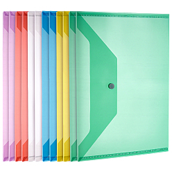 Mixed Color 60Pcs 6 Colors PP File Pockets, Document Storage Bags, Rectangle, Mixed Color, 235x320x0.5mm, 10pcs/color