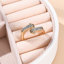 Настоящее золото 18K Кольца-манжеты с микропаве из латуни и прозрачными кубическими цирконами для женщин, без кадмия, без никеля и без свинца, прямоугольные, реальный 18 k позолоченный, 11 мм, внутренний диаметр: регулируемый