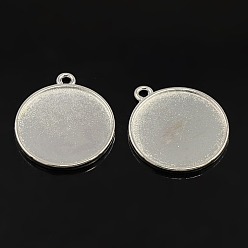 Серебро Сеттинги для кулона(кабошонов), сплав, чашки безель с краями, DIY фурнитура для ювелиных изделий, плоско-круглые, серебряные, без свинца и без кадмия, 34.5x30x2.5 мм, отверстие : 3 мм, лоток : 27 мм