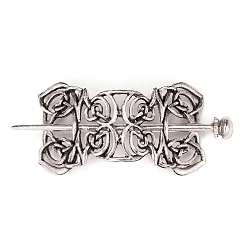 Античное Серебро Палочки для волос из сплава в стиле ретро викингов, держатель для хвоста с полыми волосами, аксессуары для волос своими руками, античное серебро, 40x70 мм