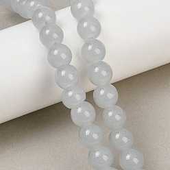 Hellstahlblau  Imitatorische Jade runde Glasperlen Stränge, hellstahlblau, 10x9 mm, Bohrung: 1.4 mm, ca. 40 Stk. / Strang, 14.76'' (37.5 cm)