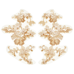 Светло-коричневый 1 пара 3d цветочная вышивка из полиэстера пришитые аппликации, с пластиковой пайеткой/пайетками, украшение для свадебного платья своими руками, Cheongsam, загар, 295x195x0.1~1 мм