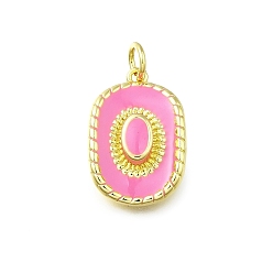 Pink Латунь эмаль подвески, с прыжковых колец, очарование ковбойской шляпы, долговечный, без свинца и без кадмия, реальный 18 k позолоченный, стойки покрытие, розовые, 18x12.5x4 мм, отверстие : 3 мм