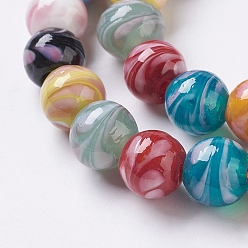 Gemischte Farbe Handgemachte Murano Glas Perlen Stränge, Runde, Gemischte Farbe, 10 mm, Bohrung: 2 mm, ca. 40 Stk. / Strang, 15.7 Zoll (40 cm)