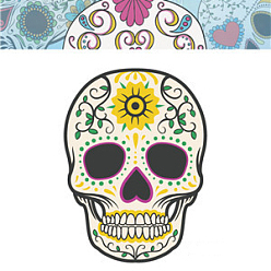 Разноцветный Хэллоуин тема светящиеся боди-арт татуировки наклейки, съемные временные татуировки бумажные наклейки, череп, красочный, 85x60 мм