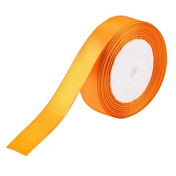 Orange Single Face Satin Ribbon, Polyester Ribbon, Orange, 1 inch(25mm) wide, 25yards/roll(22.86m/roll), 5rolls/group, 125yards/group(114.3m/group)