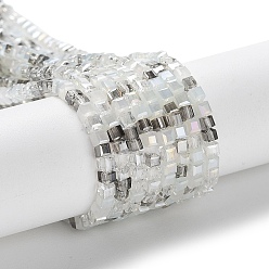 Серый Градиент цвета гальваника стеклянные бусины нити, сегментированный многоцветный, с покрытием AB цвета, граненые, кубические, серые, 2.5x2.5x2.5 мм, отверстие : 0.8 мм, около 170~180 шт / нитка, 16.93~17.72 дюйм (43~45 см)