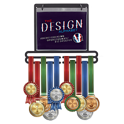 Black Iron Medal Display Hanger, with Plastic Plugs & Spacer, Iron Screws, Hexagon Nut & Hooks, Flip Pouches, Black, 20~351.5x64~287x0.6~4.5mm, 30pcs/set