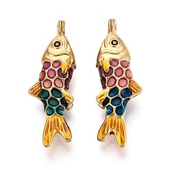 Фламинго 304 подвески из нержавеющей стали и эмали, рыбы прелести, ионное покрытие (ip), реальный 18 k позолоченный, фламинго, 36.5x12x7~7.5 мм, отверстие : 1.6 мм