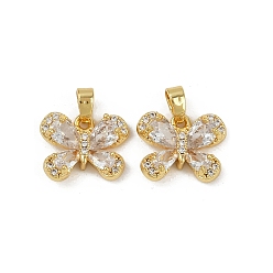 Прозрачный Латунные микро проложить кубического циркония прелести, без кадмия и без свинца, бабочка, прозрачные, 11.5x14.5x4.5 мм, отверстие : 4.5x2.4 мм