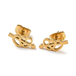 Heart Golden 304 Stainless Steel Stud Earrings for Women, Heart, 5x12mm