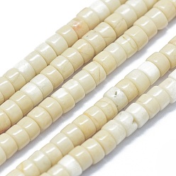 Ископаемое Природных ископаемых нитей бисера, Плоский круглый / диск, 3.8~4.2x2~4.5 мм, отверстие : 0.8~1 мм, около 152~180 шт / нитка, 15.1~15.5 дюйм (38.5~39.5 см)