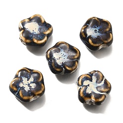 Prusia Azul Cuentas de porcelana hechas a mano, flor, null, 14.5x15x6.5 mm, agujero: 2 mm