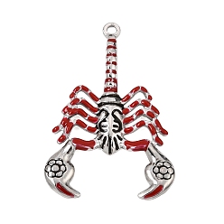 Platinum 304 Stainless Steel Pendants, with Enamel, Scorpion Charms, Platinum, 43.5x29x3mm, Hole: 2mm