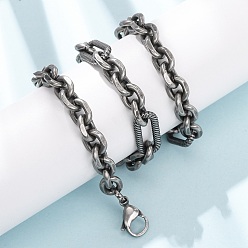 Античное Серебро Винтажные 304 цепочки Фигаро из нержавеющей стали, кабельные цепочки, античное серебро, 22.05 дюйм (56 см)