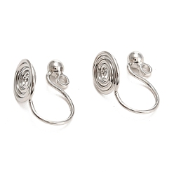Платина Латунные клипсы серьги выводы, со спиральной подушкой и петлей, для не проколотых ушей, платина, 12x8 мм, отверстие : 1.4 мм