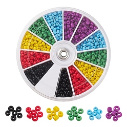 Mixed Color 6 Style 8/0 Opaque Colours & Baking Paint Glass Seed Beads, Small Craft Beads for DIY Jewelry Making, Round, Mixed Color, 3mm, Hole: 1mm, about 80pcs/style, 480pcs/box
