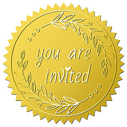 Лист 12 листы самоклеящиеся наклейки с тиснением золотой фольгой, круглые точки медаль декоративные наклейки для печати конверта карты, лист, размер: около 165x211 mm, наклейки: 50 мм, 12шт / лист