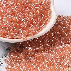 Coral Opaque Acrylic Beads, Pearlized, Beans, Coral, 6x3.5x3mm, Hole: 1.2mm, about 10000pcs/500g