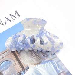 Васильковый Акриловые заколки с большими когтями для густых волос с принтом, свежий и сладкий стиль, васильковый, 71 мм