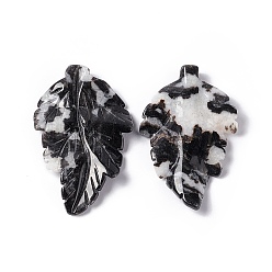 Джаспер Зебра Естественно зебры яшмы подвески, лист прелести, 41.5x25~26x5 мм, отверстие : 0.8 мм