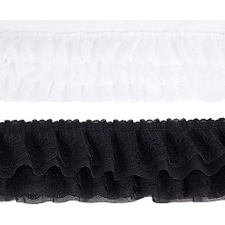 (52) Непрозрачная лаванда 4м 2 цвета 3-слойный плиссированный шифон с цветочным кружевом, полиэфирная лента для изготовления ювелирных изделий, аксессуары для одежды, разноцветные, 5-1/8 дюйм (130 мм), 2 м / цвет