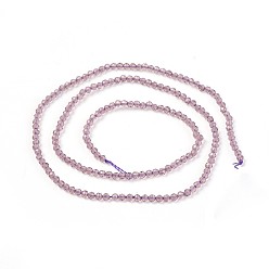 Plum Transparent Glass Beads Strands, Faceted, Round, Purple, 2mm, Hole: 0.5mm, about 164~182pcs/strand, 14.8~15.7 inch(37.5~40cm)