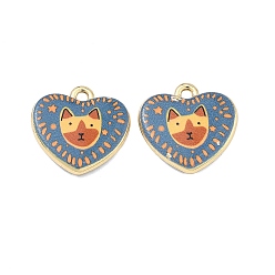 Сердце Печатные подвески сплава, стойки покрытие, без кадмия, без никеля и без свинца, золотые, сердечко с подвесками в виде собачки, 17x17.5x3 мм, отверстие : 1.6 мм