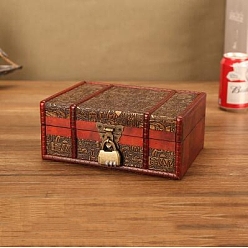 Сиена Прямоугольный ретро-деревянный набор ювелирных изделий, органайзер для хранения, коробки с замком, сундук с сокровищами для сережек, Кольца, , цвет охры, 21.5x14.5x8 см