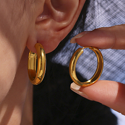 Echt 18 k vergoldet 304 Stahl huggie Creolen Edelstahl, echt 18 k vergoldet, 25x24 mm