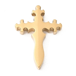 Золотой 304 подвески из нержавеющей стали, крестик, ионное покрытие (ip), золотые, 27.5x20x4.5 мм, отверстие : 3 мм