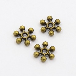 Antique Bronze Zinc Alloy Beads Spacers, Cadmium Free & Lead Free, with One Hole, Snowflake, Antique Bronze, 8.5x2.5mm, Hole: 1.5mm