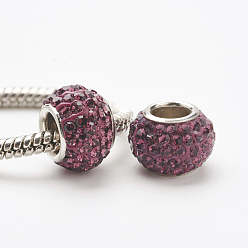 204_Аметист Австрийский хрусталь, европейские бусины, бусины с большим отверстием, 925 сердечник из стерлингового серебра, рондель, 204 _amethyst, 11~12x7.5 мм, отверстие : 4.5 мм