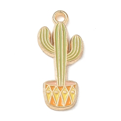 Bisque Alloy Pendants, Cactus Charms, Light Gold, Bisque, 22.5x10x2mm, Hole: 2mm