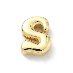 Letter S Латунные бусины, долговечный, стойки покрытие, без свинца и без кадмия, реальный 18 k позолоченный, Письмо с, 12.5x9.5x4.5 мм, отверстие : 3x2 мм