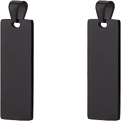 Electrophoresis Black 10 шт. 304 подвески из нержавеющей стали, штамповка пустой метки, прямоугольные, электрофорез черный, 41x10x1 мм, отверстие : 4x7 мм