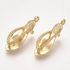 Real 18K Gold Plated Brass Pendants, Slipper, Nickel Free, Real 18K Gold Plated, 22x7x9mm, Hole: 1.5mm