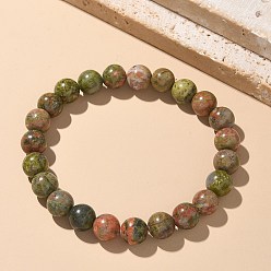 Унакит Природные Unakite шарик браслеты простирания, круглые, 2-1/8 дюйм ~ 2-3/8 дюйм (5.5~6 см), бусина : 8 mm