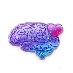 Body Halloween Printed Acrylic Pendants, Brain Pattern, 30x42x2.3mm, Hole: 1.8mm