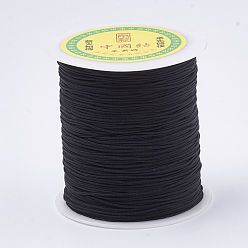 Black 1mm Chinese Knot Macrame Rattail Jewelry Thread Round Nylon Cords, Black, about 328.08 yards(300m)/roll