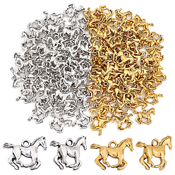 (52) Непрозрачная лаванда 120шт. 2цвета подвески из сплава в тибетском стиле, без кадмия и без свинца, лошадь, разноцветные, 14x19x3 мм, отверстие : 2 мм