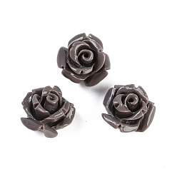 Коричневый Резные бусины из синтетического коралла, окрашенные, цветок, кофе, 10x8.5 мм, отверстие : 1.3 мм