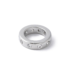 Прозрачный Латунные микро проложить Цирконий Европейский бисером, плоско-круглые, стойки покрытие, долговечный, без свинца и без кадмия, прозрачные, 8.5x2 мм, отверстие : 5.5 мм