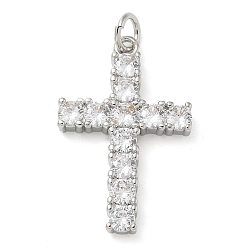 Платина Стойка металлическая латунная микропрофилированная кубическая циркония подвески, долговечный, без свинца и без кадмия, крест прелести, с целью перехода в кольце, платина, 24.5x15.5x3 мм, отверстие : 3 мм