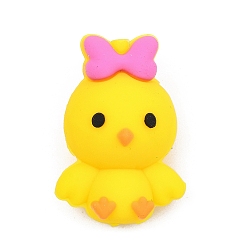 Утка Пасхальные силиконовые бусины, фокусные бусы, желтые, утка, 31x21.5x17 мм, отверстие : 3 мм