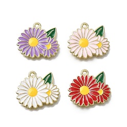(52) Непрозрачная лаванда Подвески из эмали и сплава, прелести цветка ромашки, золотые, разноцветные, 20x22x2 мм, отверстие : 1.6 мм